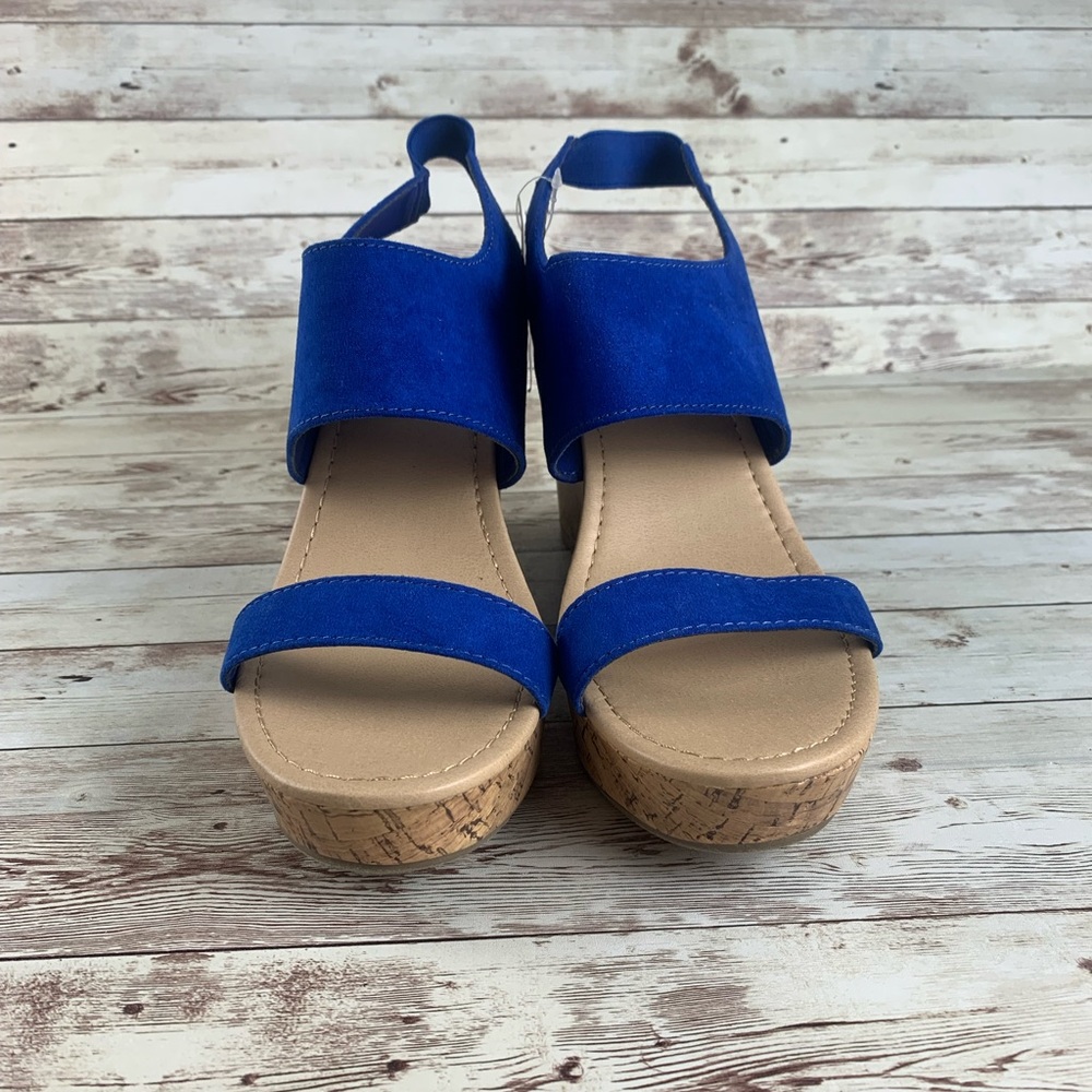 Royal blue wedged heels